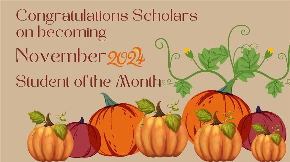  Words on paper - congratulations November 2024 Student of the Month